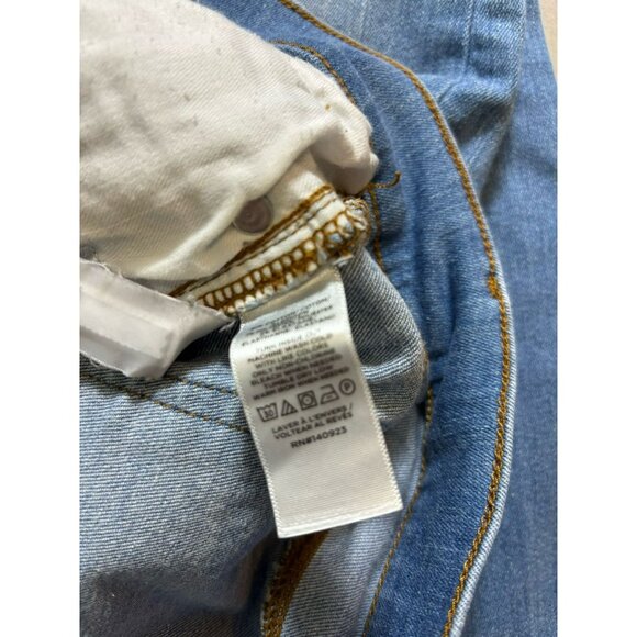 LOFT The Kick Crop Button Fly Front Denim Cropped Slight Flare Blue Jeans 27 - Picture 8 of 9